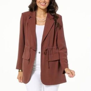 NWT DG2 Diane Gilman Brown Blazer Jacket